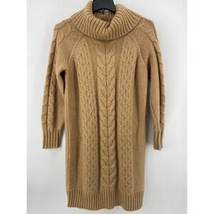 Banana Republic Dress Womens Medium Camel Tan Cable Knit Alpaca Wool Chunky Cowl